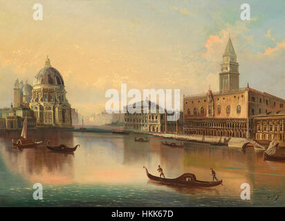 Une peinture d'August von Siegen représentant Venise, capturant l'architecture et l'atmosphère emblématiques de la ville au XIXe siècle. Banque D'Images