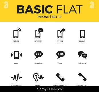 Ensemble de base d'icônes du téléphone Illustration de Vecteur