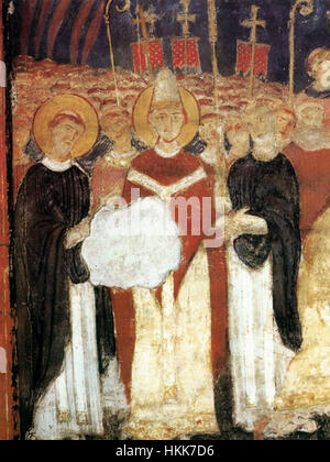 Les reliques de Cyrillus sont une pièce attribuée à des peintres inconnus du XIe siècle, présentant une iconographie religieuse. L'œuvre reflète les styles spirituels et artistiques de l'époque, soulignant l'importance du Cyrillus dans le christianisme médiéval. Banque D'Images