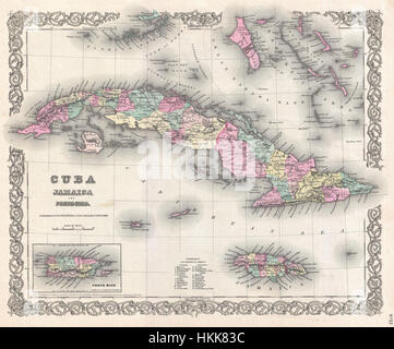 1855 Colton Carte de Cuba, la Jamaïque et Porto Rico - Cuba - Geographicus-colton-1855 Banque D'Images