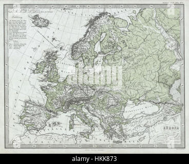 1862 Stieler carte physique de l'Europe - Geographicus - EuropaPhy-perthes-1862 Banque D'Images