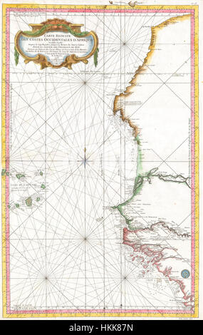 1865 Bellin Carte de la mer d'Afrique de l'Ouest ( Sénégal, Gambie, Guinée, etc.) - - Geographicus WestAfrica2-bellin-1765 ( Banque D'Images