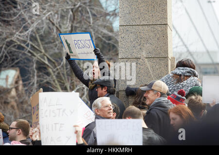 Boston, USA. 29 janvier, 2017. Protestation d'atout à Copley Square. Miki Joven/Alamy Live News Banque D'Images