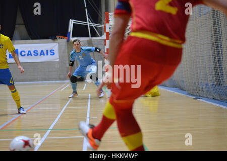 Gibraltar. 29 janvier, 2017. Le Monténégro s'assurer une place dans l'étape suivante de l'UEFA Futsal d'Euros avec une victoire contre la Suède dans le groupe préliminaire G correspondent à Gibraltar. Une victoire 11-4 a été le deuxième en deux jours, après avoir battu les hôtes Gibraltar le jour précédent. Crédit : Stephen Ignacio/Alamy Live News Banque D'Images