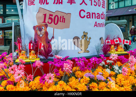 Vancouver, Canada. 29 janvier, 2017. Défilé du Nouvel An chinois a lieu pour célébrer l'année du coq à Vancouver, Colombie-Britannique. Banque D'Images