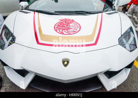 Vancouver, Canada. 29 janvier, 2017. Voiture de sport Lamborghini pendant la parade du Nouvel An chinois pour célébrer l'année du coq à Vancouver, Colombie-Britannique. Crédit : Michael Wheatley/Alamy Live News Banque D'Images