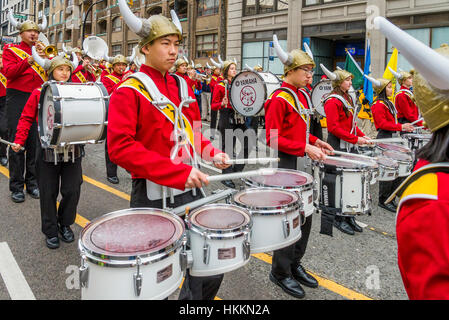 Vancouver, Canada. 29 janvier, 2017. Burnaby North Secondary School Marching Band pendant la parade du Nouvel An chinois à Vancouver, en Colombie-Britannique. Crédit : Michael Wheatley/Alamy Live News Banque D'Images