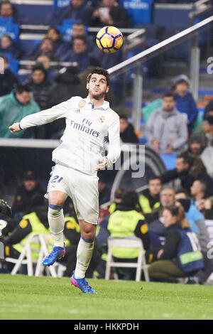 Madrid, Espagne. 29 janvier, 2017. Alvaro Morata (avant ; Real Madrid) en action au cours de la Liga match entre le Real Madrid et Real Sociedad au Santiago Bernabeu à Madrid. Crédit : Jack Abuin/ZUMA/Alamy Fil Live News Banque D'Images