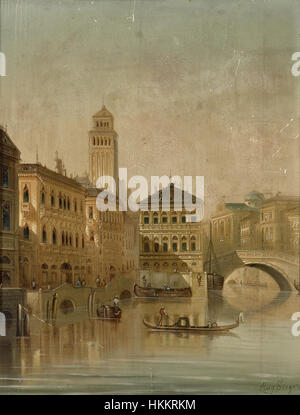*Venedig 2* par August von Siegen est une peinture détaillée de Venise, capturant ses canaux et son architecture. L'œuvre reflète la beauté et la grandeur de la ville au XVIIe siècle, mettant en valeur la vie et l'architecture vénitiennes. Banque D'Images