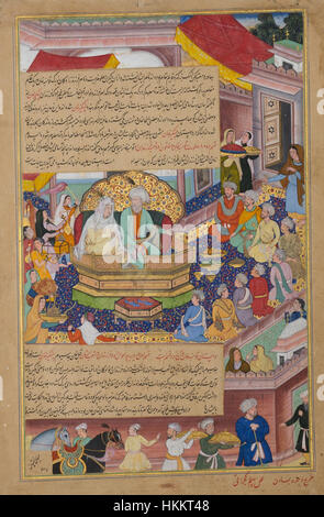 Basawan. Tumanba Khan, sa femme, et ses neuf fils, Folio à partir d'un livre Chingiznama de Gengis Khan ca.1596 Metropolitan Museum N-Y Banque D'Images