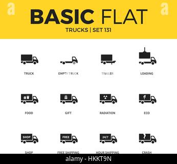 Les icônes de base ensemble de camions Illustration de Vecteur