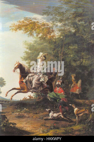 Ce portrait de Marie-Antoinette représente la reine de France dans une pose royale, capturant son élégance et sa stature royale. L'œuvre reflète la mode somptueuse et l'opulence associées à la monarchie française avant la révolution. Banque D'Images