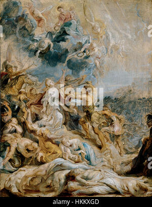 'Le martyre de Sainte Ursule et les onze mille vierges", huile sur panneau peinture de Pierre Paul Rubens Banque D'Images