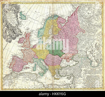 1743 Héritiers Homann Haas - Carte de l'Europe - Geographicus - Europa-hmhr-1743 Banque D'Images