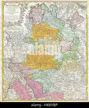 1761 Héritiers Homann Site de Westphalie (Brême, Hambourg, Cologne, Bonn, etc. ) - Geographicus - Westphaliae-hmhr-1761 Banque D'Images