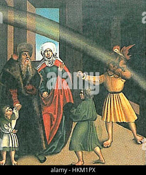 Le *4 Gebot* est une œuvre de Lucas Cranach l'ancien, l'une des figures clés de Northern Renaissance Cette pièce illustre l'un des dix Commandements de manière détaillée et artistique, mettant en valeur le style distinctif de Cranach. Banque D'Images