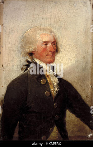 Ce portrait de Thomas Jefferson, peint par John Trumbull en 1788, représente le 3e président américain. Trumbull, artiste américain de renom, capture l’expression digne de Jefferson, reflétant son rôle dans la fondation des États-Unis à la fin du XVIIIe siècle. Banque D'Images