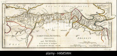 1786 Bocage Plan de Corinthia, Sicyonia et l'Achaïe en Grèce Antique - Geographicus Achaia - blanc-1793 Banque D'Images