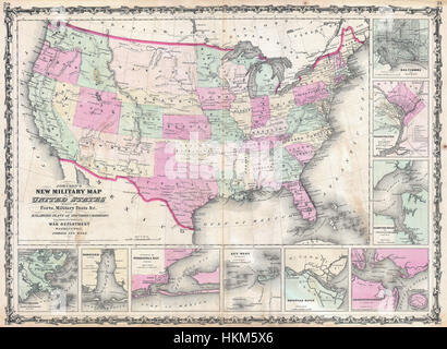 1862 Militaire Johnson Carte des États-Unis ( Guerre civile ) - Geographicus - USAMil-johnson-1862 Banque D'Images