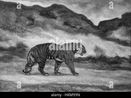 Sculpture en bronze d'Antoine-Louis Barye, « Tiger Walking », qui illustre la maîtrise de l'artiste dans la capture du mouvement et de l'anatomie des animaux, est conservée au Walters Art Museum. Banque D'Images