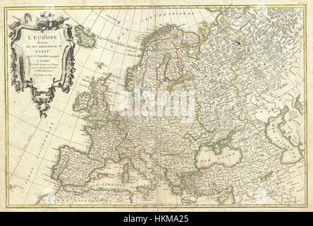 Janvier 1762 Carte d'Europe - Geographicus - Europe-janvier-1762 Banque D'Images