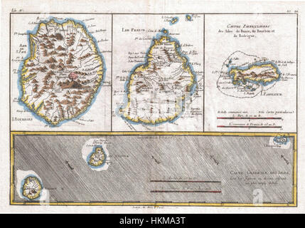 1780 Raynal et bonne carte des Mascareignes, la réunion, Ile Maurice, Bourbon --GeneralesIsles - Geographicus bonne-1780 Banque D'Images