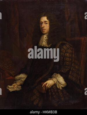 Ce portrait de Heneage Finch, le 1er comte de Nottingham, a été peint par Sir Godfrey Kneller. L'œuvre met en évidence la posture digne du comte et son rôle important dans l'histoire britannique à la fin du XVIIe siècle. Banque D'Images