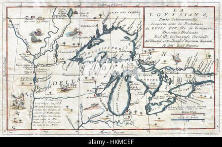 1696 Coronelli Carte des Grands Lacs (plus carte précise de la région des Grands Lacs au 17e siècle) - Geographicus - LaLouisiana-coronelli-1695 Banque D'Images
