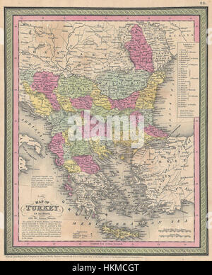 Mitchell 1853 Carte de la Turquie dans l'Europe et la Grèce ( Grèce, Balkans, Macédoine ) - Geographicus - TurkeyEurope-mitchell-1850 Banque D'Images