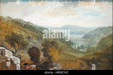 Tableau intitulé *View in Devonshire* de Joseph Mallord William Turner, exposé au Dayton Art Institute. L'œuvre d'art capture la campagne anglaise avec l'utilisation signature de Turner de la lumière et de la couleur. Banque D'Images