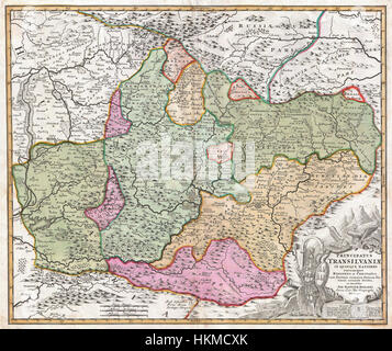 1720 Homann Site de la Transylvanie ( Roumanie ) - Geographicus - PrincipatusTransilvaniae-homann-1716) Banque D'Images