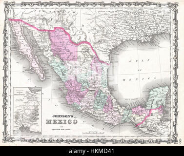 1862 Johnson Carte du Mexique et du Texas - Geographicus - Mexique-johnson-1862 Banque D'Images