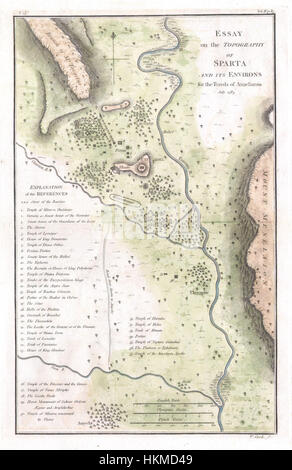 1783 Bocage Plan de la topographie de la ville de Sparte, Grèce Antique, et ses environs - Geographicus - Sparte2-blanc-1793 Banque D'Images