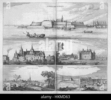 Une illustration cartographique détaillée de l'Atlas Beudeker, montrant divers endroits, y compris Schenken-Schans, Griethvysen, et la région de Christina. Cette carte historique donne un aperçu de la géographie européenne du XIXe siècle. Banque D'Images