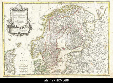 Janvier 1762 La carte de la Scandinavie - Norvège, Suède, Danemark, Finlande - Geographicus - Scandinavie-janvier-1762 Banque D'Images