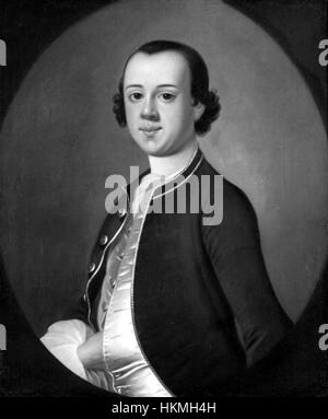 « Samuel Jones’s son » de Jeremiah Theus est un portrait d’un jeune homme, mettant en vedette des portraits américains du XVIIIe siècle. La peinture met l’accent sur la représentation naturaliste et les détails, capturant le caractère du sujet et la mode de l’époque. Banque D'Images