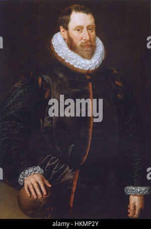 Adriaen Thomasz. Jacob Claesz Basgen de Bas de Key est un portrait d'une figure notable, capturant la ressemblance et le caractère du sujet au début du XVIIe siècle. La peinture détaillée met en valeur les compétences de Key en portrait et son accent sur l’identité individuelle. Banque D'Images