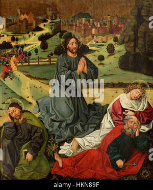 'Christ dans le jardin' d'Obilman représente Christ priant dans le jardin de Gethsémani avant son arrestation. La peinture capture l'émotion profonde et l'intensité spirituelle du moment grâce à l'utilisation magistrale de la lumière et de l'ombre. Banque D'Images
