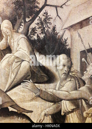 Ce segment détaillé de « l'agonie dans le jardin » de Weerdt représente Christ dans un moment de prière, capturant l'intensité émotionnelle de la scène biblique. La peinture à l'huile est réputée pour sa riche utilisation de la couleur et la représentation vivante de ce moment charnière dans l'iconographie chrétienne. Banque D'Images