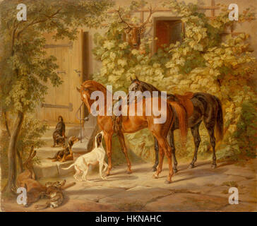 Adam, Albrecht - Chevaux dans le portique Banque D'Images