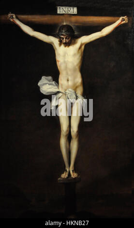 Le « Gekruisigde Christus » (Christ crucifié) d'Alonso Cano est exposé au musée Bellas Artes de Madrid, mettant en valeur le style baroque de l'artiste. Banque D'Images