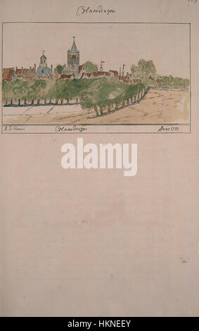 Cette carte d'Atlas Schoemaker montre le tracé géographique de Zuid-Holland, en particulier la ville de Vlaardingen. Il s’agit d’un travail cartographique historique important qui donne un aperçu du développement et du paysage de la région au moment de sa création. Banque D'Images