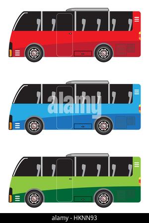 Ensemble de micro bus ou mini bus isolés dans white background vector Illustration de Vecteur