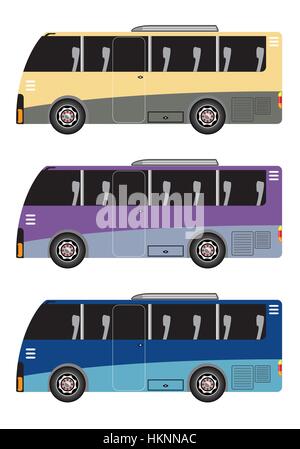 Ensemble de micro bus ou mini bus isolés dans white background vector Illustration de Vecteur