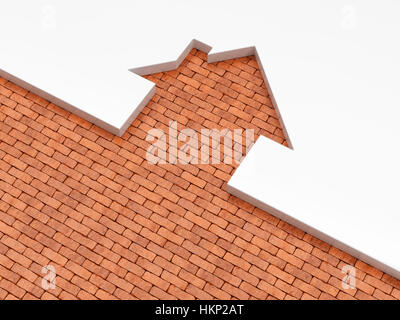 Maison en brique de forme la métaphore. Home concept, idée d'entreprise architecture immobilier icône. Le rendu 3d illustration Banque D'Images