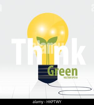 Penser vert, Eco concept. Ampoule avec l'intérieur de l'arbre. Vector illustration. Illustration de Vecteur