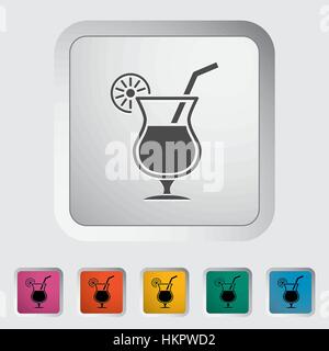 Cocktail. Seule simple icône du bouton. Vector illustration. Illustration de Vecteur