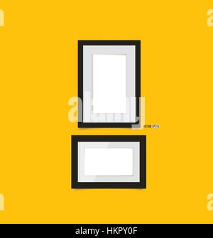 Photo frames sur mur jaune. Vector EPS10 Illustration de Vecteur