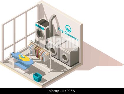 Faible isométrique vecteur icône blanchisserie commerciale poly Illustration de Vecteur