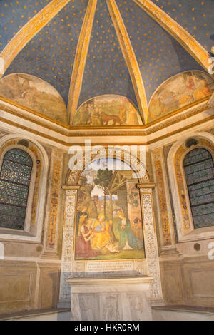 ROME, ITALIE - Le 9 mars 2016 : la fresque de la nativité avec saint Jérôme par Bernardino Pinturicchio (1488 - 1490) Banque D'Images